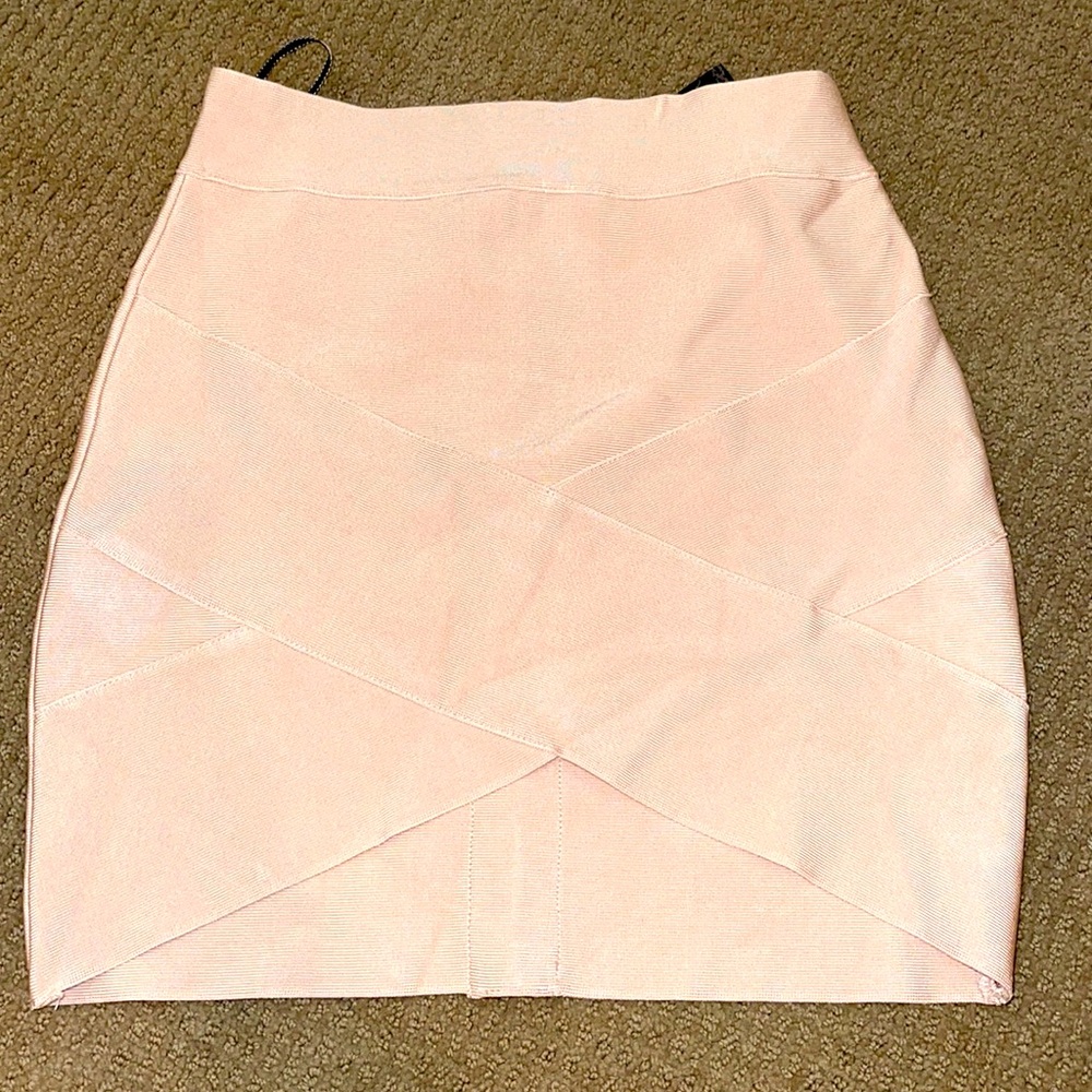 Bodycon bondage skirt nude tan medium new